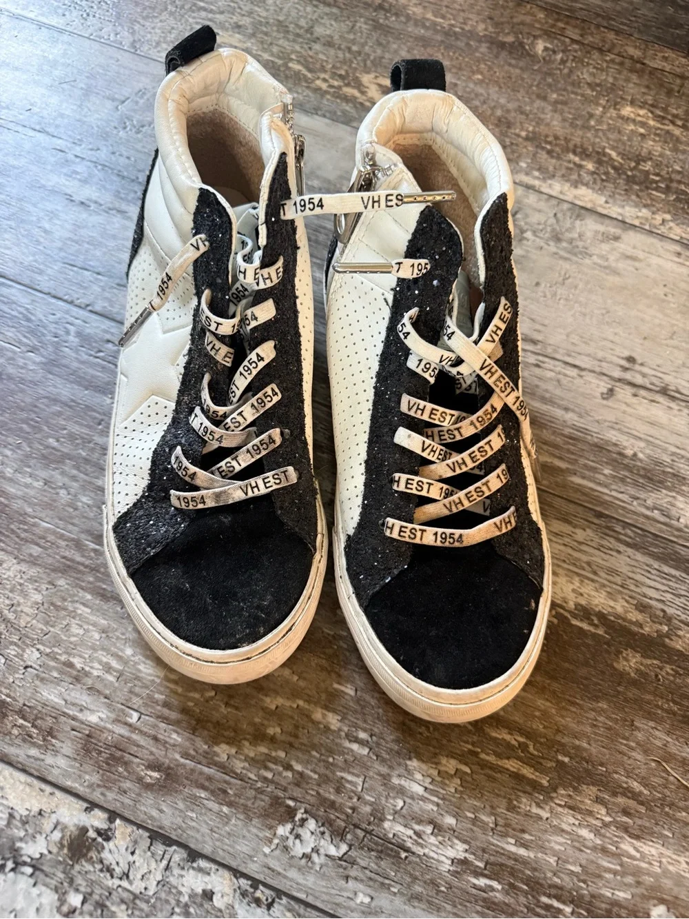 Vintage Havana Black Glitter High Top Lester Fashion Sneakers